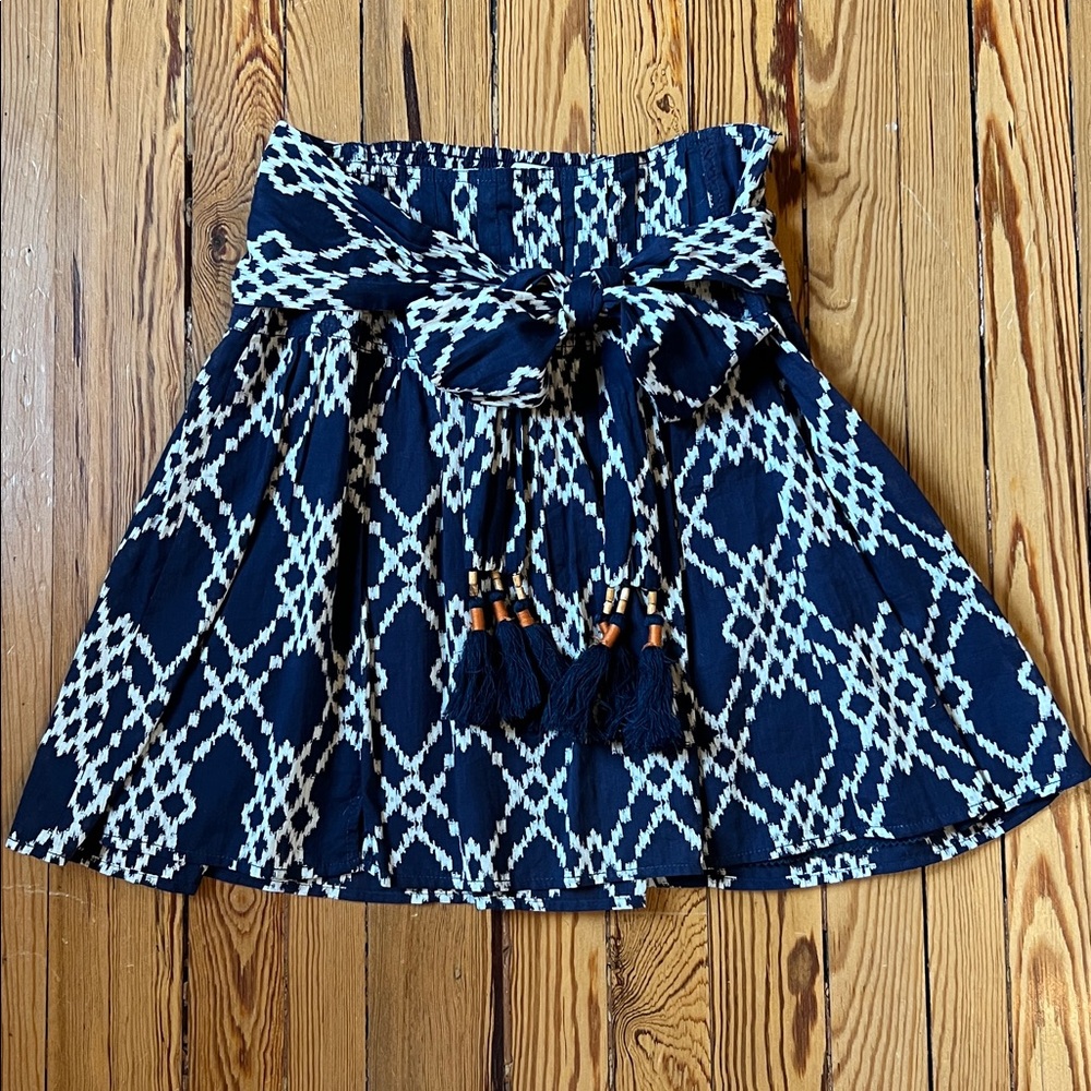 Anthropologie Aztec Smocked Mini Skirt with Sash
